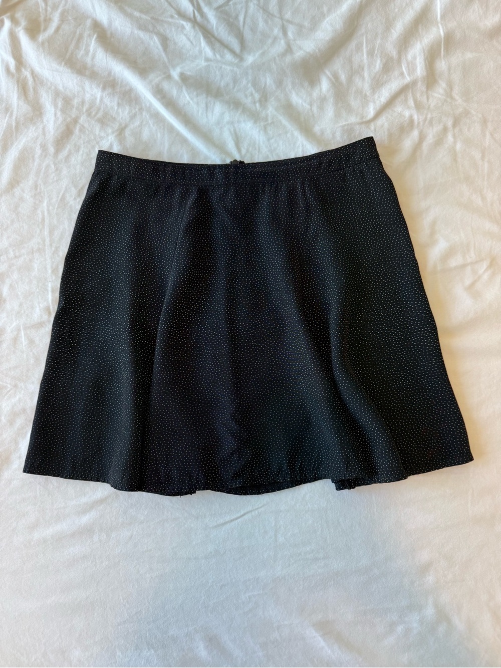 Reformation Black Mini Skater Skirt with Micro Dot Print